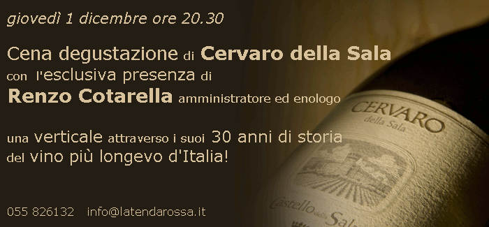 1 dicembre cena degustazione di Cervaro della Sala con Renzo Cotarella